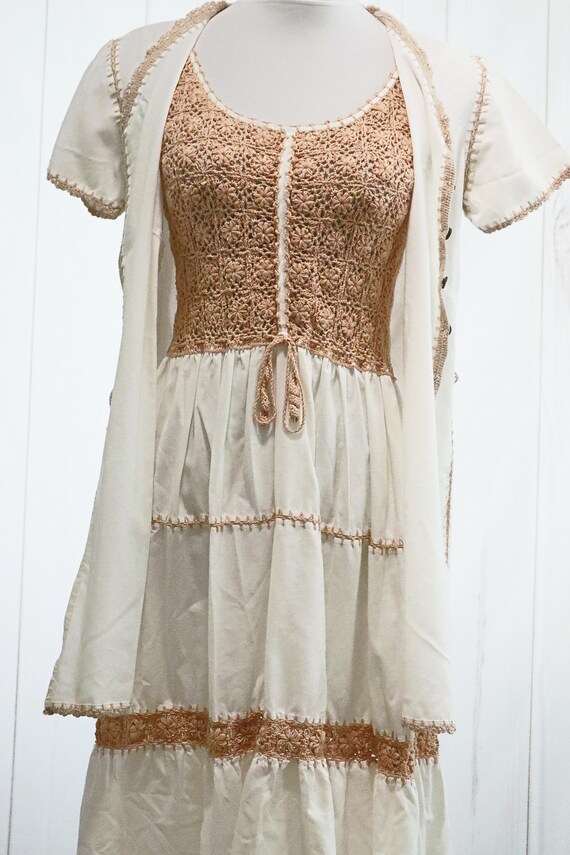 70s Boho Crochet Dress Small Medium Vintage 1970s… - image 6