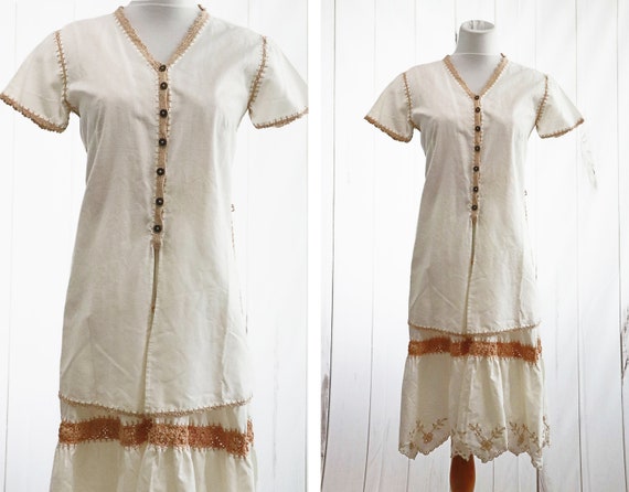 70s Boho Crochet Dress Small Medium Vintage 1970s… - image 3