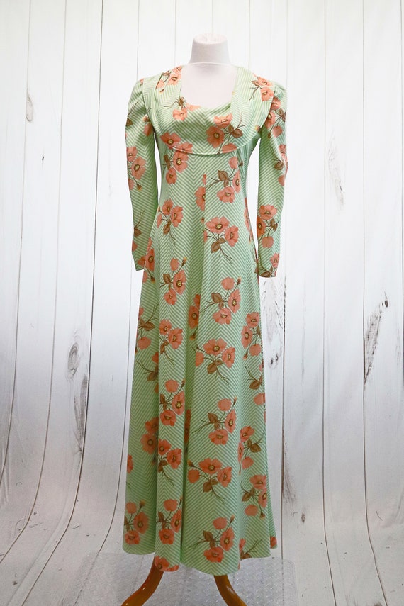 70s Hostess Gown Small 1970s Maxi Dress Vintage P… - image 7