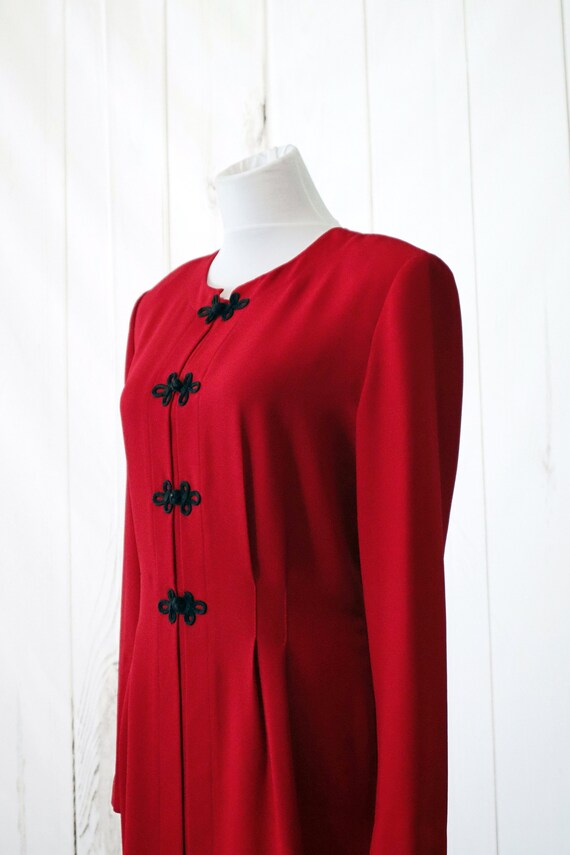 1980s Black with Red Mandarin Neck Dress main image 0