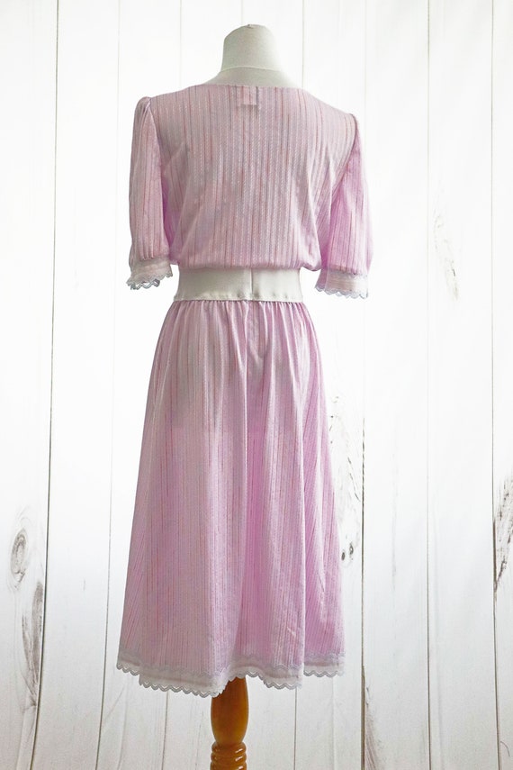 Vintage Kawaii Dress Small 80s Pastel Purple Whit… - image 7