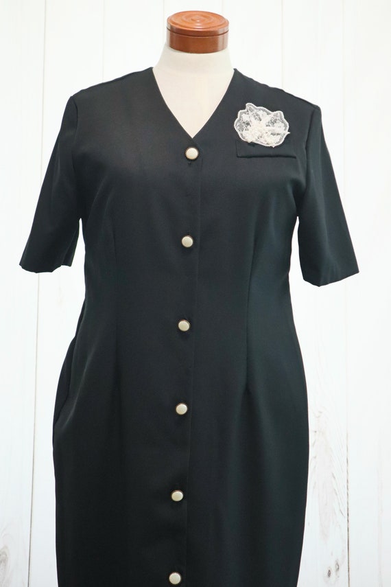 40s Style Secretary Dress Size XXL 1X Black Vinta… - image 2