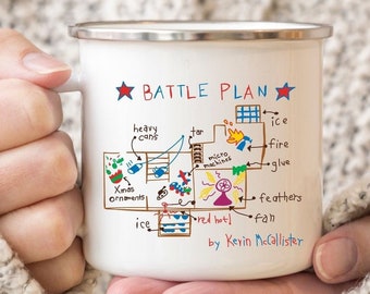 Home Alone Camping Mug, Home alone battle plan, Kevin McCallister Christmas Mug, Christmas Movie Mug, Christmas Mug, 90s xmas movie