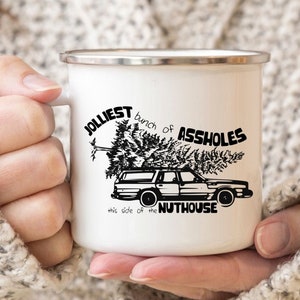 Christmas Vacation Camping Mug, Jolliest bunch of Mug, Coffee Mug, Funny Christmas Mug, Outdoor Mug Winter mug, Cousin Eddie, Eggnog