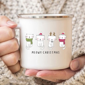 Cat Christmas Camping Mug, Cute Coffee Mug, Christmas Morning Mug, Meowy Christmas Mug, Outdoor Mug, Catmas Mug, Cat Lady Mug, Cat Dad Mug