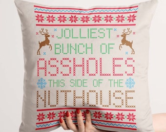 La almohada más jolliest Bunch of Assholes, la almohada de vacaciones de Navidad, la almohada Griswold, la funda de almohada de tiro de Navidad, la funda de almohada de Navidad,