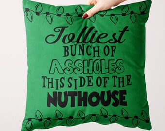 La almohada más jolliest Bunch of Assholes, la almohada de vacaciones de Navidad, la almohada Griswold, la funda de almohada de tiro de Navidad, la funda de almohada de Navidad,