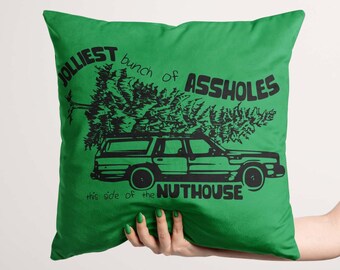 La almohada más jolliest Bunch of Assholes, la almohada de vacaciones de Navidad, la almohada Griswold, la funda de almohada de tiro de Navidad, la funda de almohada de Navidad,