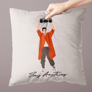 Say anything inspired Pillow, Lloyd Dobler, 80s Teen Movie, 80s Lover Shirt, In your eyes, 80s movie Throw Pillow, Say Anything Pillow