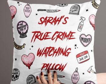 Cuscino personalizzato True Crime, Ossessionato dal vero crimine, Regalo per gli amanti del vero crimine, Murder Show, True Crime Junkie, Cuscino Show del crimine