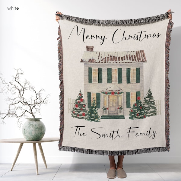 Personalized Family Christmas Blanket, Custom Christmas Blanket, Modern Christmas Throw, Last Name blanket, Christmas throw blanket,