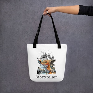 Storyteller Tote bag, Foldable bag, Reusable shopping bag, grocery bag, Future Author Bag, Writers gift, Journalist Bag, Book Lover Bag