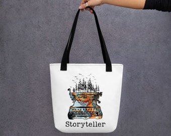 Storyteller Tote bag, opvouwbare tas, herbruikbare boodschappentas, boodschappentas, future author bag, schrijvers cadeau, journalist tas, book lover bag
