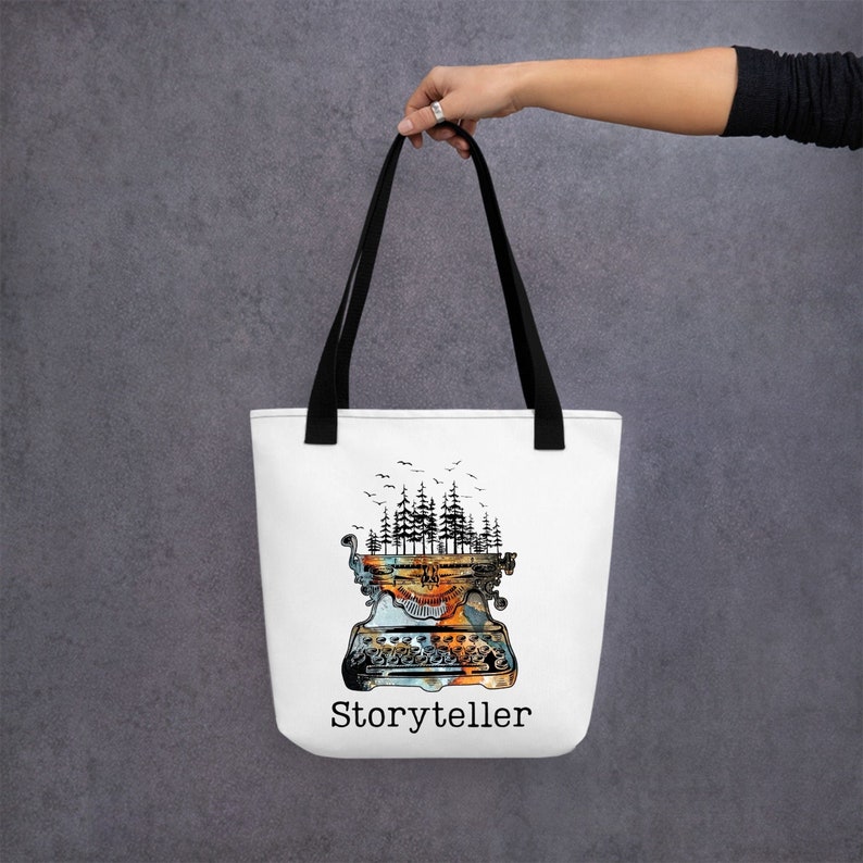 Storyteller Tote bag, Foldable bag, Reusable shopping bag, grocery bag, Future Author Bag, Writers gift, Journalist Bag, Book Lover Bag White