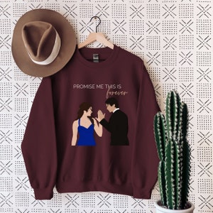 TVD Damon and Elena Sweater, Promise me this is forever, TVD Quote Sweatshirt, TVD Sweater, The Vampire Diaries, Damon Salvatore, Delena maroon