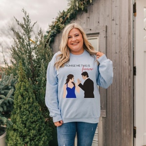 TVD Damon and Elena Sweater, Promise me this is forever, TVD Quote Sweatshirt, TVD Sweater, The Vampire Diaries, Damon Salvatore, Delena light blue