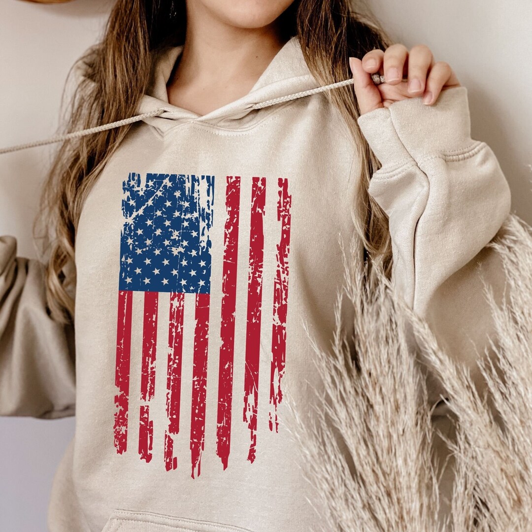 American Flag Print Red Hoodie