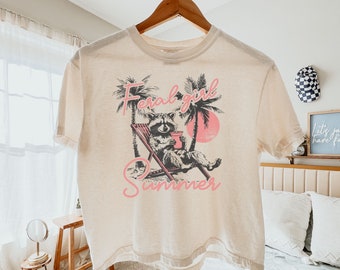 Feral Girl Summer Shirt, Girl Summer Raccoon Shirt, Retro Raccoon Shirt, Feral Shirt, Funny Memme Raccoon, Trendy Summer Raccoon Shirt