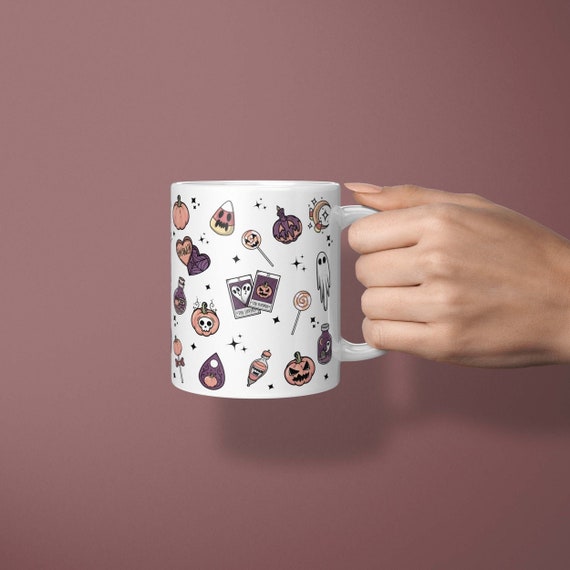 Cute Halloween Mug, Halloween Camping Mug, Halloween Mug, Cute Ghost Mug, Candy Corn, Pumpkin Mug, Cute Fall Mug, Halloween Pumpkin Mug
