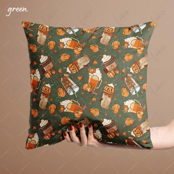 Fall Coffee Pillow, Cute Fall Throw Pillow Coffee Lover Gift, Fall Pumpkin Pillow Fall Decor Pumpkin Latte Pumpkin iced coffee Pumpkin Spice