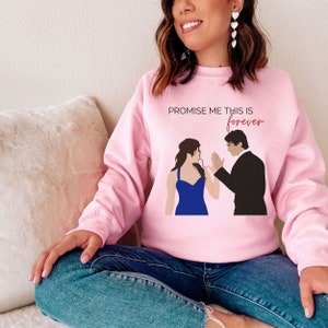 TVD Damon and Elena Sweater, Promise me this is forever, TVD Quote Sweatshirt, TVD Sweater, The Vampire Diaries, Damon Salvatore, Delena light pink