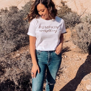 Camisa de calabaza todo, camisa de calabaza, camisa de calabaza linda, camisa de otoño linda, camisa de otoño simple, camisa de otoño suave y acogedora Blanco