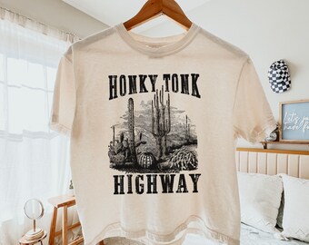 Camisa Honky Tonk, camiseta Nashville Honky Tonk, camisa de música country, camiseta Desert Highway, camisa vaquera vintage, camiseta occidental vintage camiseta sureña