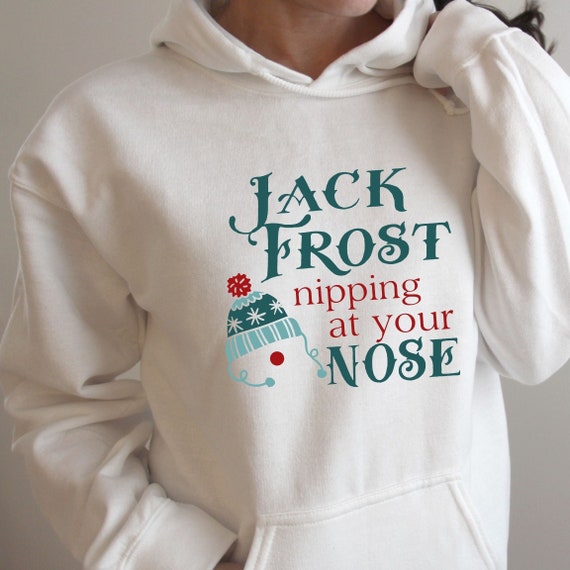 Jack Frost mordisqueando tu nariz Sudadera con capucha Sudadera con capucha navidena acogedora Sudadera con capucha