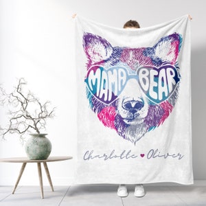 Personalized Mom Blanket, Mama Bear Blanket, Gifts for Mom, Mothers Day Gift, New Mom Blanket, Cute gifts for Mums, Momma Bear gift for wife