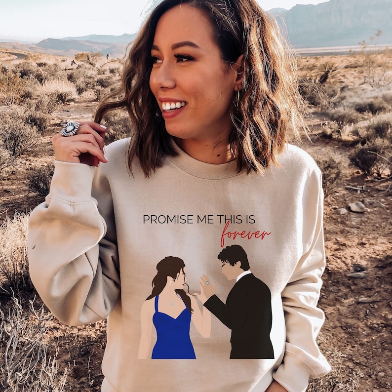 TVD Damon and Elena Sweater, Promise me this is forever, TVD Quote Sweatshirt, TVD Sweater, The Vampire Diaries, Damon Salvatore, Delena image 1