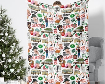 Christmas Vacation Blanket, Christmas movie Blanket, Griswold Blanket, Jolliest Bunch, Shitters full, It's a beaut Clark, National Lampoons