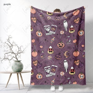 Cute Halloween Blanket, Spooky Blanket, Ghosts, Pumpkins, Candy Corn, Magic, Halloween Throw Blanket, Halloween Lover Gift, image 2