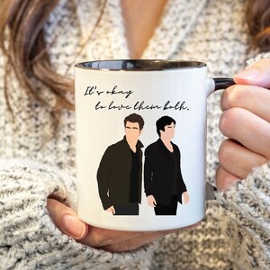 The Salvatore Brothers Camping Mug, Hello Brother, TVD Quote Mug, TVD inspired Mug, Vampire inspired, Damon and Stefan 11oz black handle