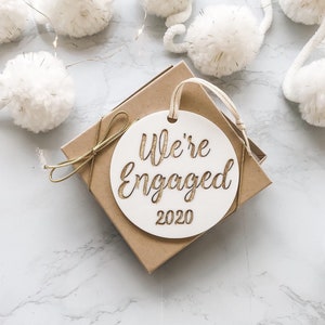 We&#39;re Engaged Ornament - We&#39;re Engaged White Acrylic Ornament - Engagement Ornament - Proposal Acrylic Ornament
