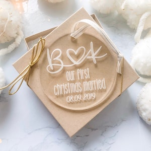 Our First Christmas Married Personalized Acrylic Ornament - Initial First Christmas Ornament -  Christmas Tree Ornament