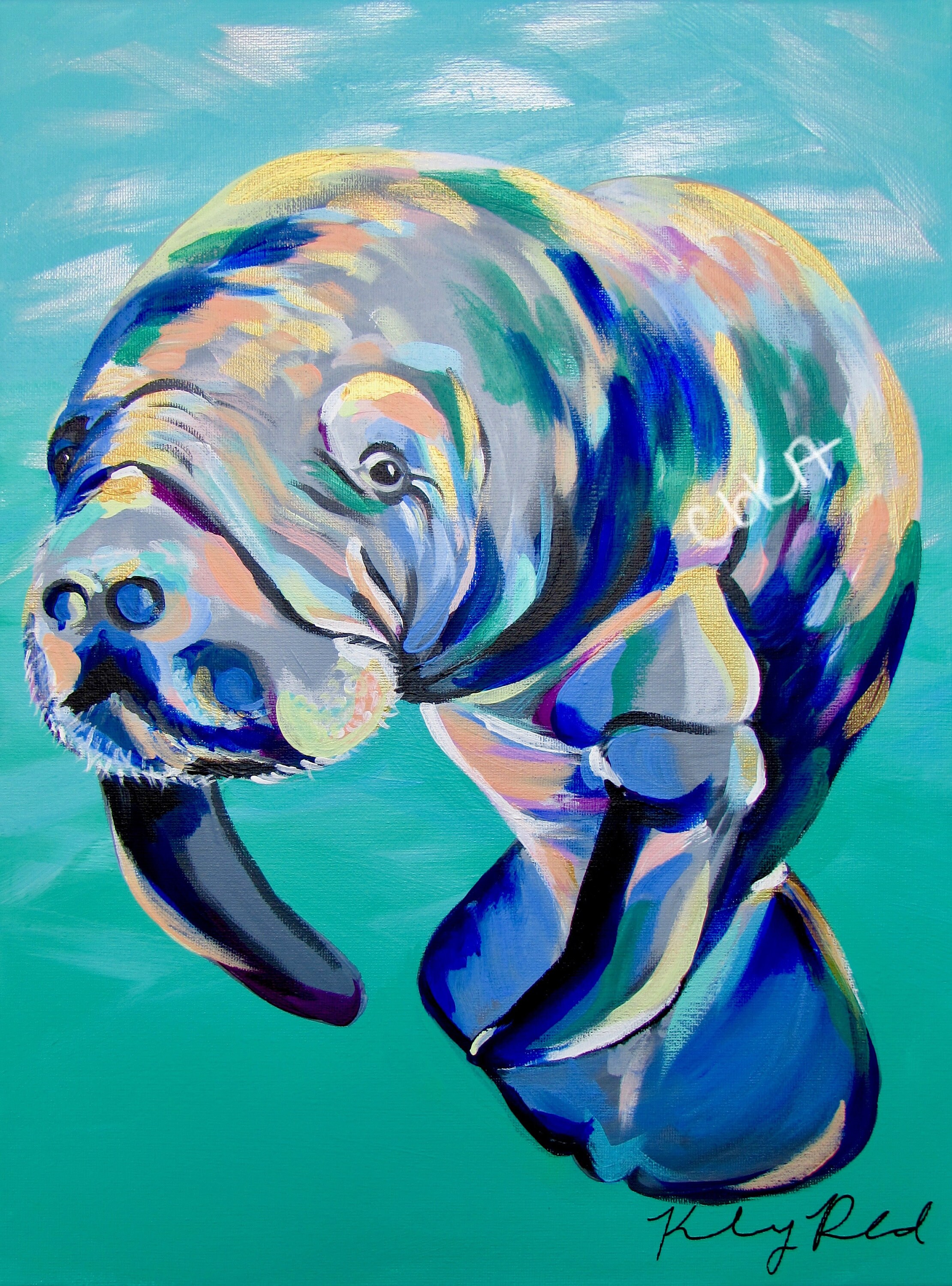 Manatee Art Print by Kelsey Rowland ocean decor manatee | Etsy