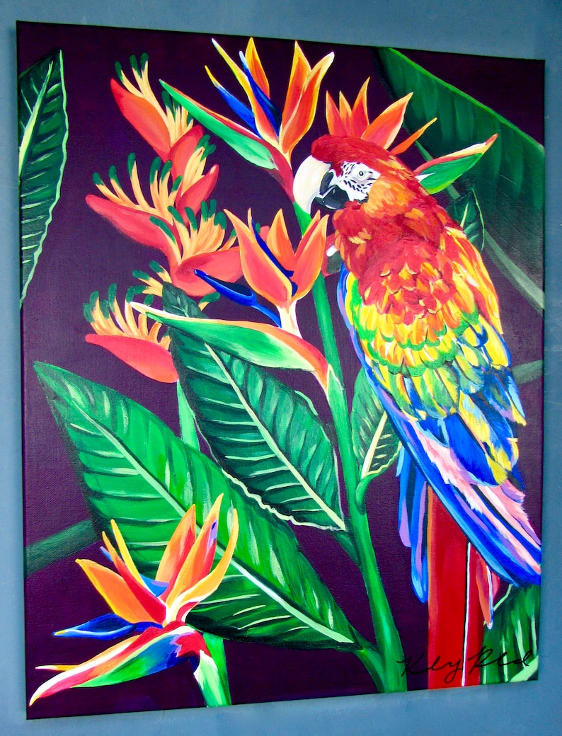 Birds Of Paradise Parrot Painting 1620 By Etsy