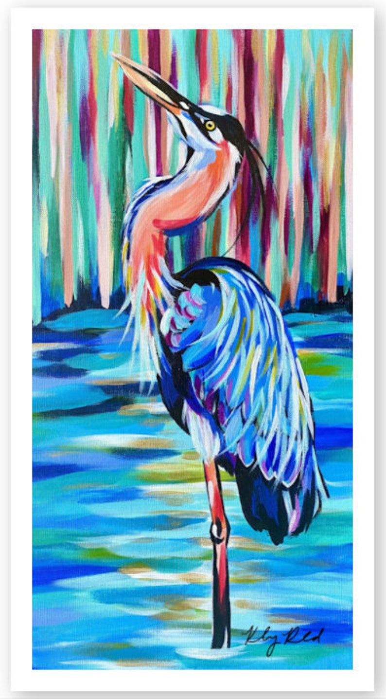 Blue Heron Art Print by Kelsey Rowland Bird Painting Print Etsy