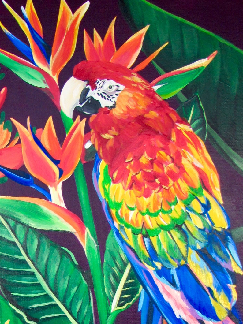 Birds Of Paradise Parrot Painting 1620 By Etsy