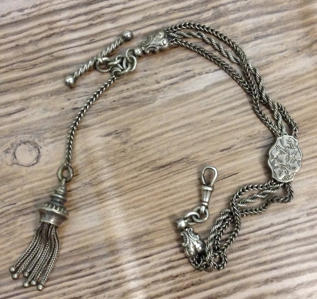 Antique Pocket Watch Chain, Silver Victorian Pocket Watch Chain - Etsy