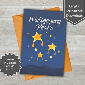 Printable Maligayang Pasko Card, Digital Download, 5x7, 4x6