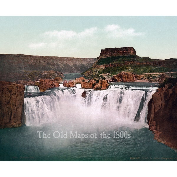 Shoshone Falls, Idaho in 1898 - Bird's Eye View, Photograph, Panorama, Vintage, Antique, Reproduction, Giclée, Fine Art, Wall Art, History