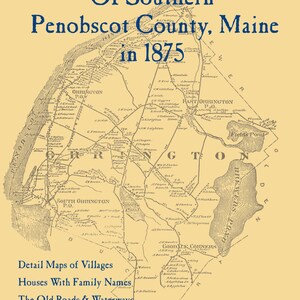 Les anciennes cartes du sud du comté de Penobscot, dans le Maine, en 1875