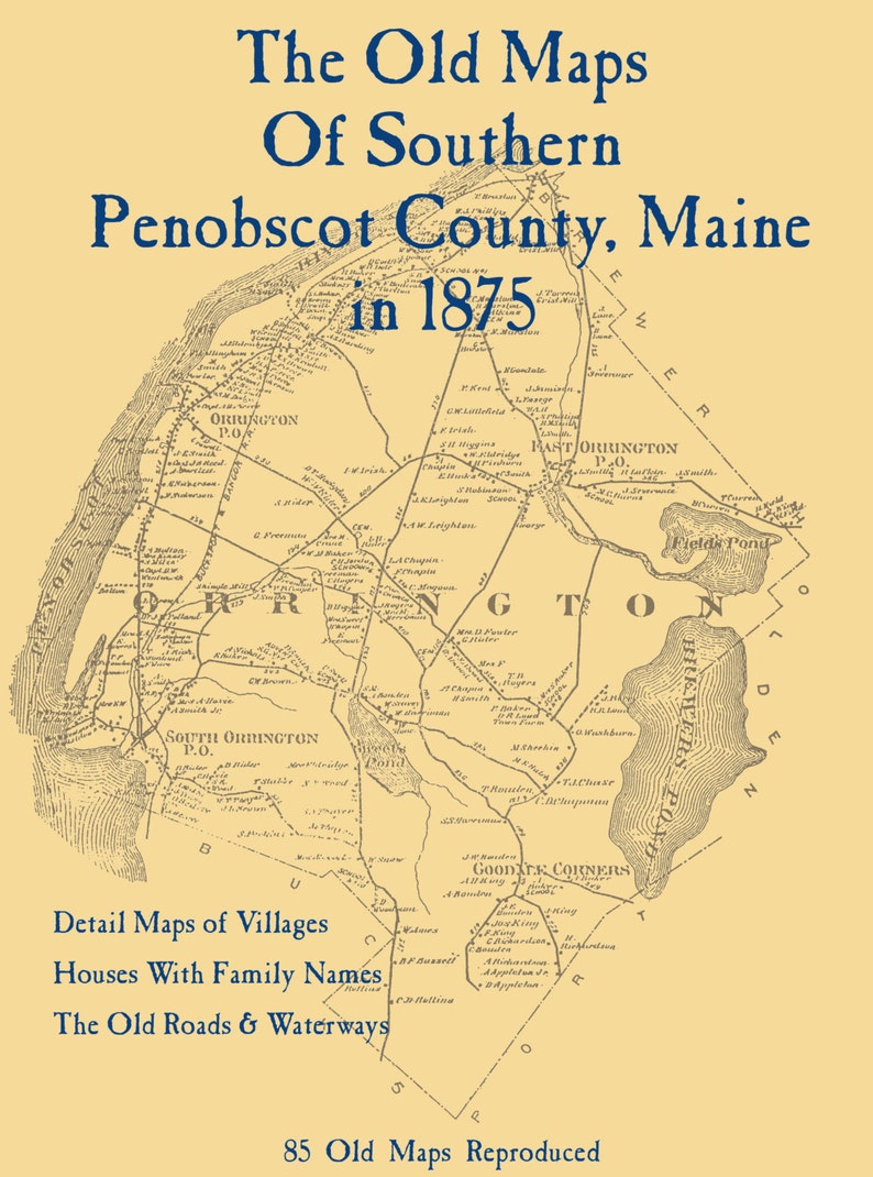 The Old Maps of Southern Penobscot County, Maine in 1875 Etsy