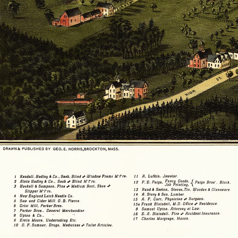 Goffstown New Hampshire in 1887 Bird's Eye View Map Etsy