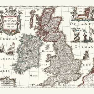The British Isles in 1617 - Vintage Map, Antique Map, Reproduction, Framable Map, Fine Art, Wall Map, History