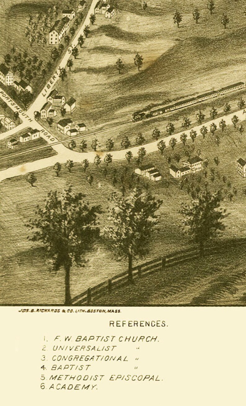 South Berwick Maine in 1877 Bird's Eye View Map Etsy