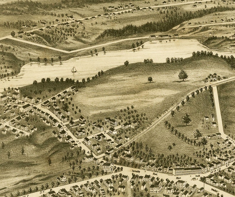 South Berwick Maine in 1877 Bird's Eye View Map Etsy