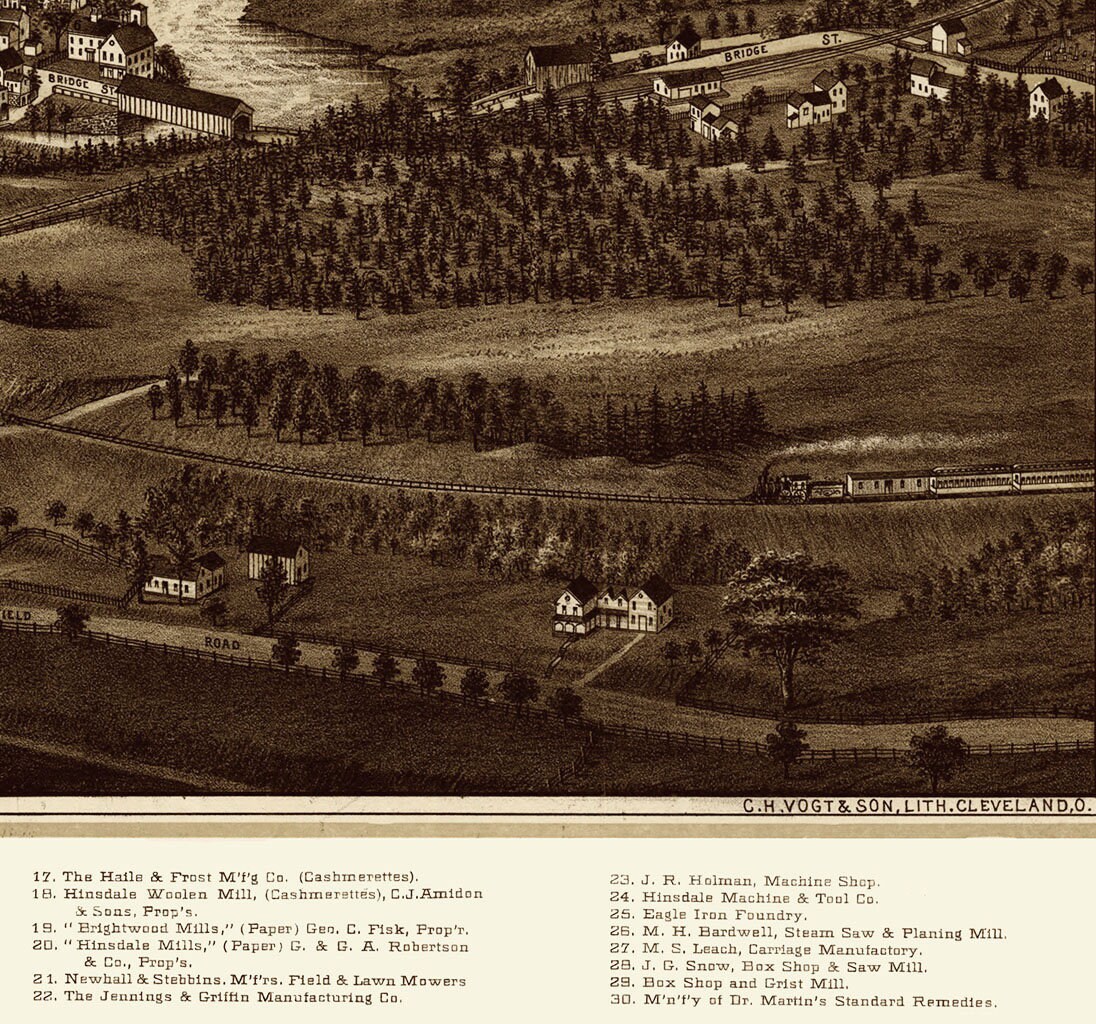 Hinsdale New Hampshire in 1886 Bird's Eye View Map Etsy UK