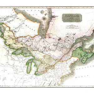 Canada and Nova Scotia in 1817 - Vintage map, Antique map, Reproduction, Framable map, Fine Art, wall map, Great Lakes, Hudson Bay, Asia!